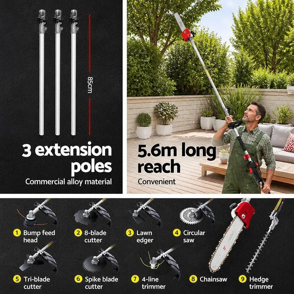 65CC Pole Chainsaw Hedge Trimmer