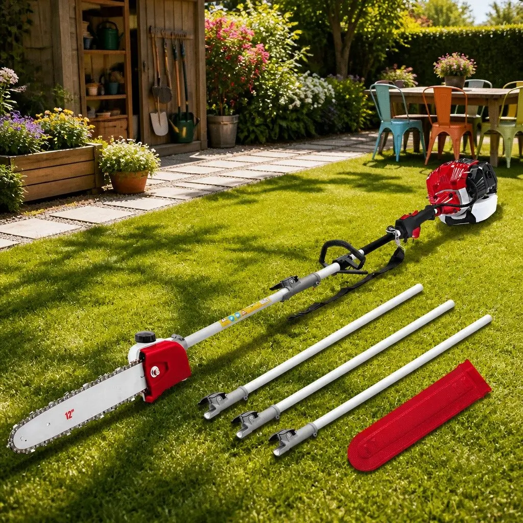 Petrol Pole Chainsaw for Tree Pruning 52cc 12 Inch Bar with 3 Extension Poles