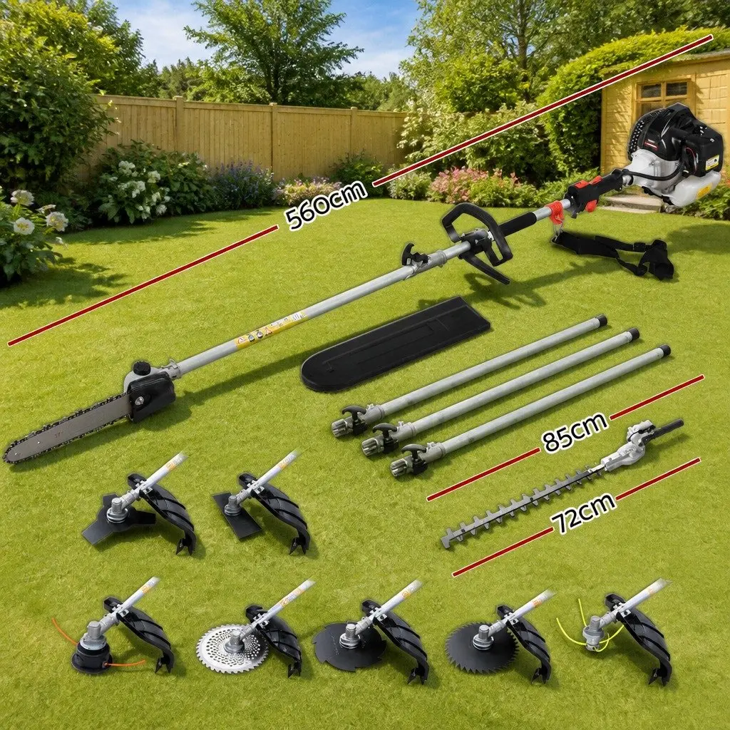 62CC Pole Chainsaw Hedge Trimmer Brush Cutter Whipper Snipper 9-in-1 Garden Tool