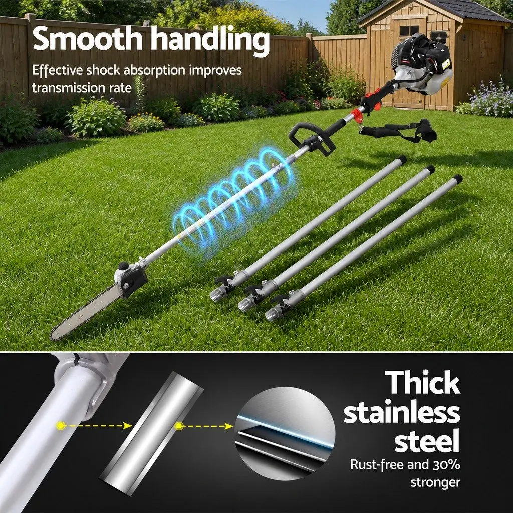 62CC Pole Chainsaw Hedge Trimmer Brush Cutter Whipper Snipper 9-in-1 Garden Tool