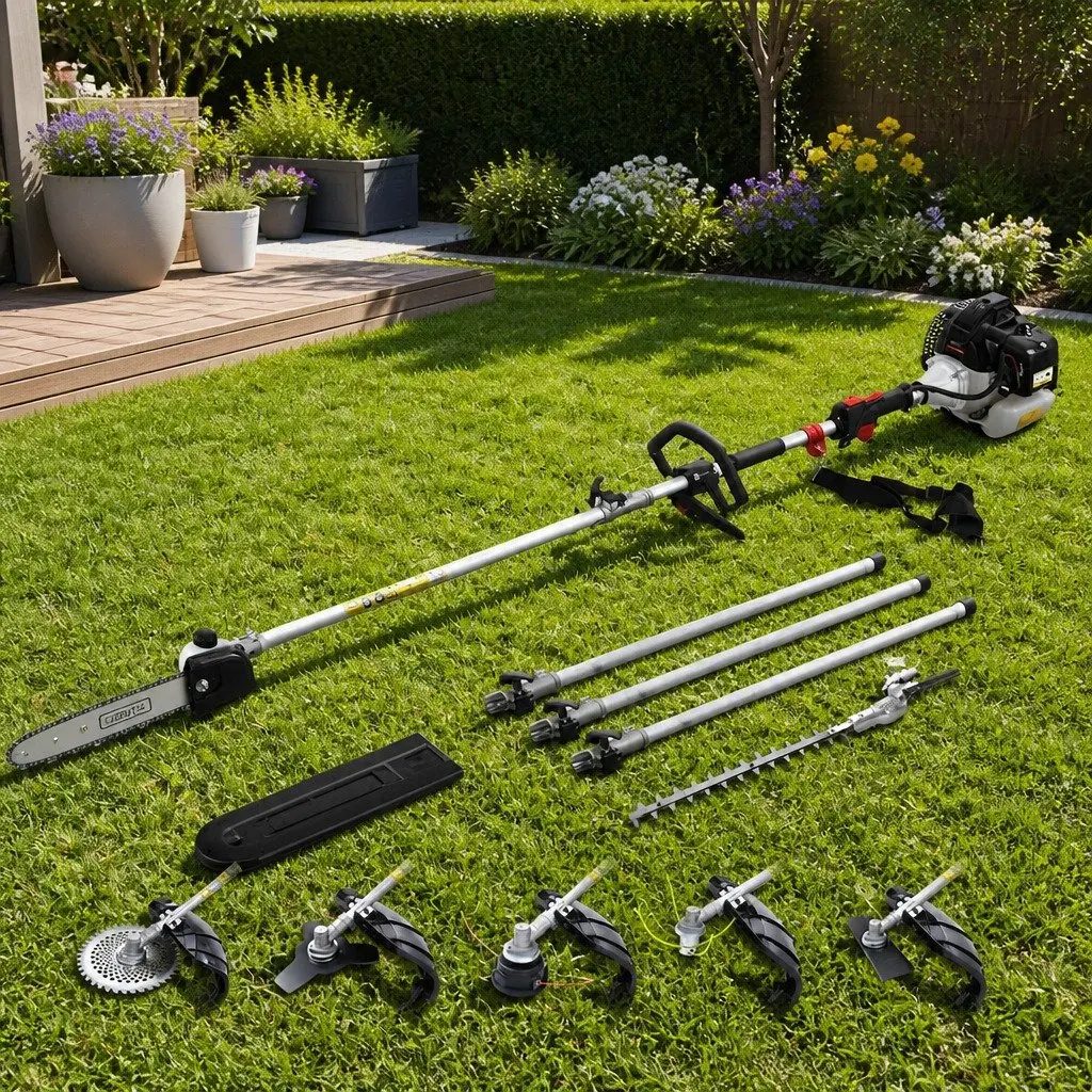 62cc Pole Chainsaw Hedge Trimmer with 7 Interchangeable Tools