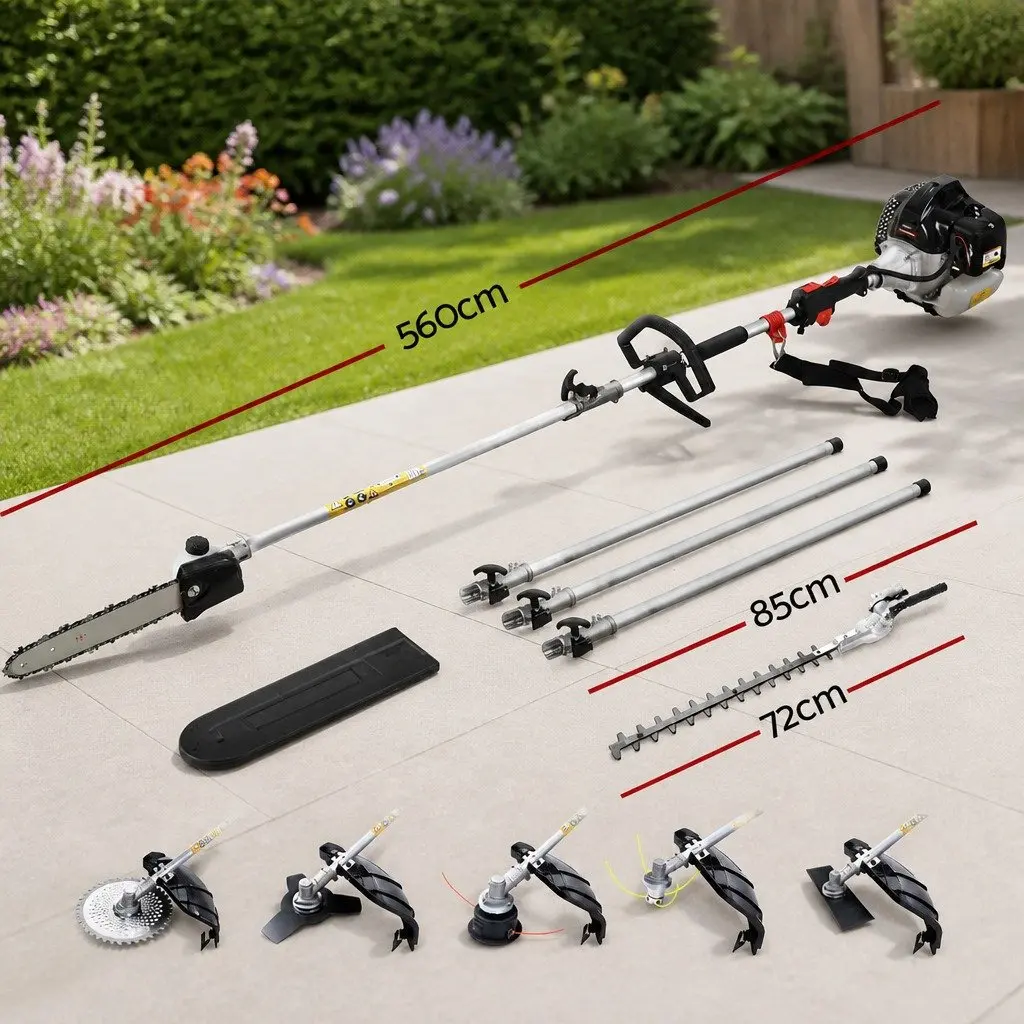 62cc Pole Chainsaw Hedge Trimmer with 7 Interchangeable Tools