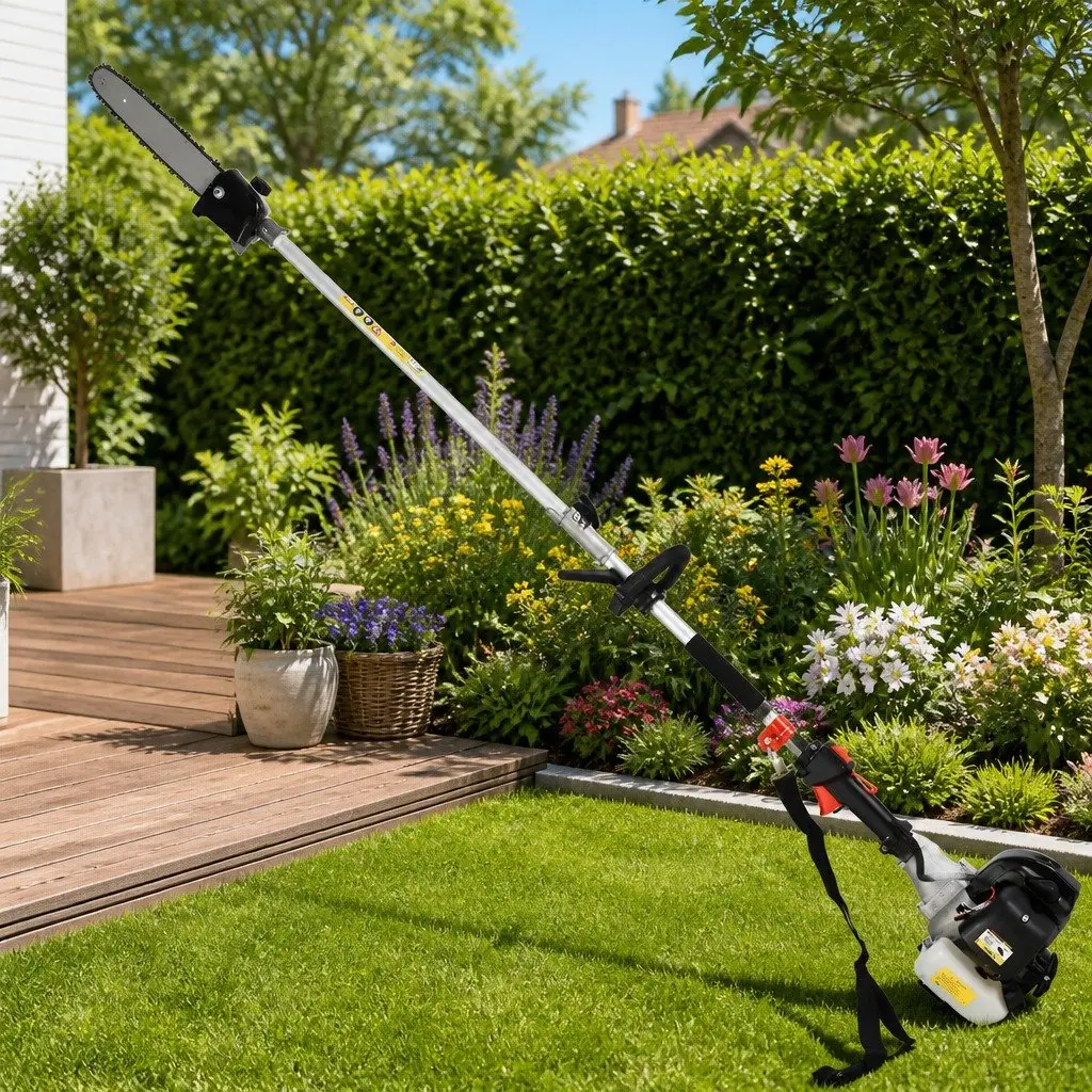 62cc Pole Chainsaw Hedge Trimmer with 7 Interchangeable Tools