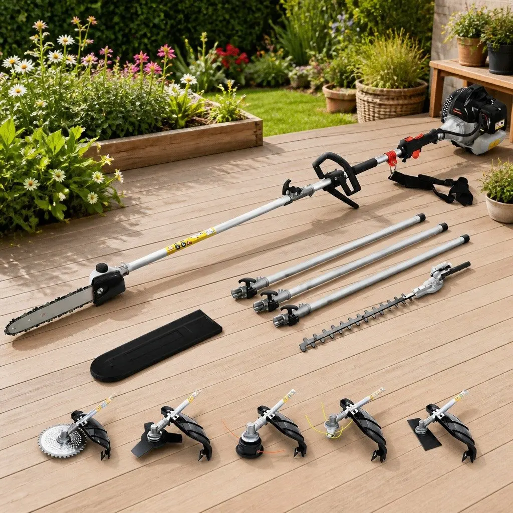62cc Pole Chainsaw Hedge Trimmer with 7 Interchangeable Tools