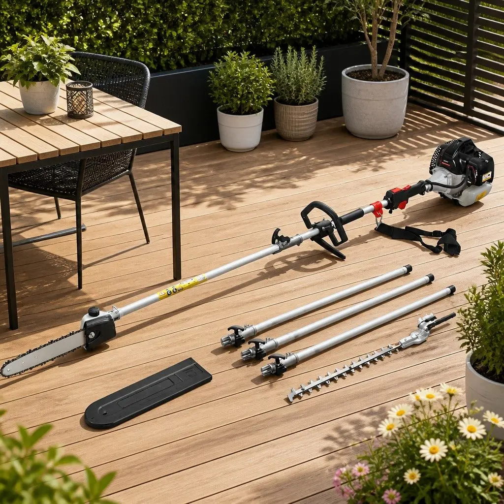 Pole Chainsaw Hedge Trimmer 62CC 2-in-1 5.6m Reach Extension Petrol Garden Tool
