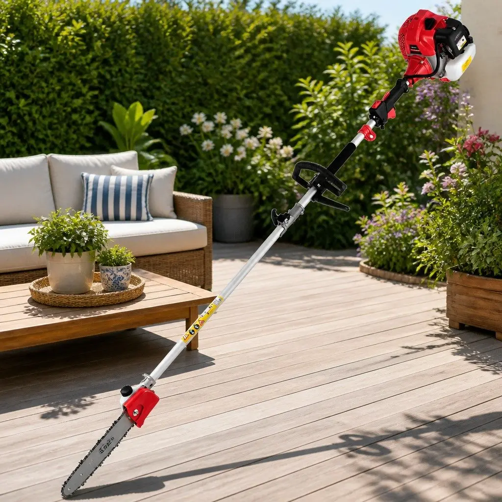 62CC Pole Chainsaw with Hedge Trimmer and Attachments