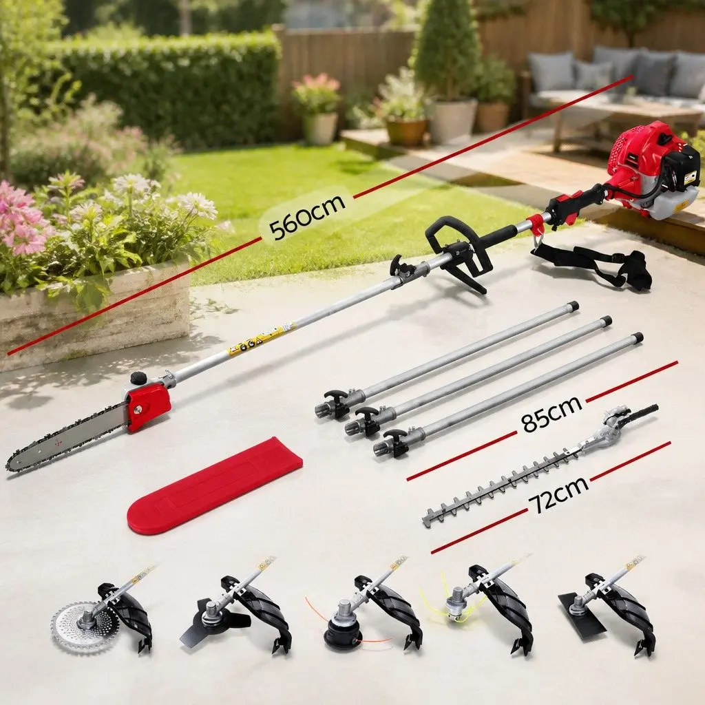 62CC Pole Chainsaw with Hedge Trimmer & Brush Cutter