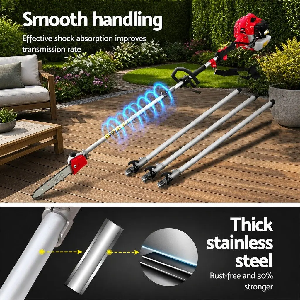 62CC Pole Chainsaw with Hedge Trimmer & Brush Cutter