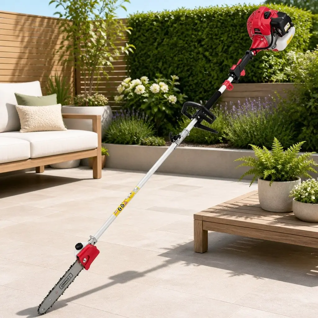 62CC Petrol Pole Chainsaw Hedge Trimmer 12in Bar 5.6m Reach Extension Poles