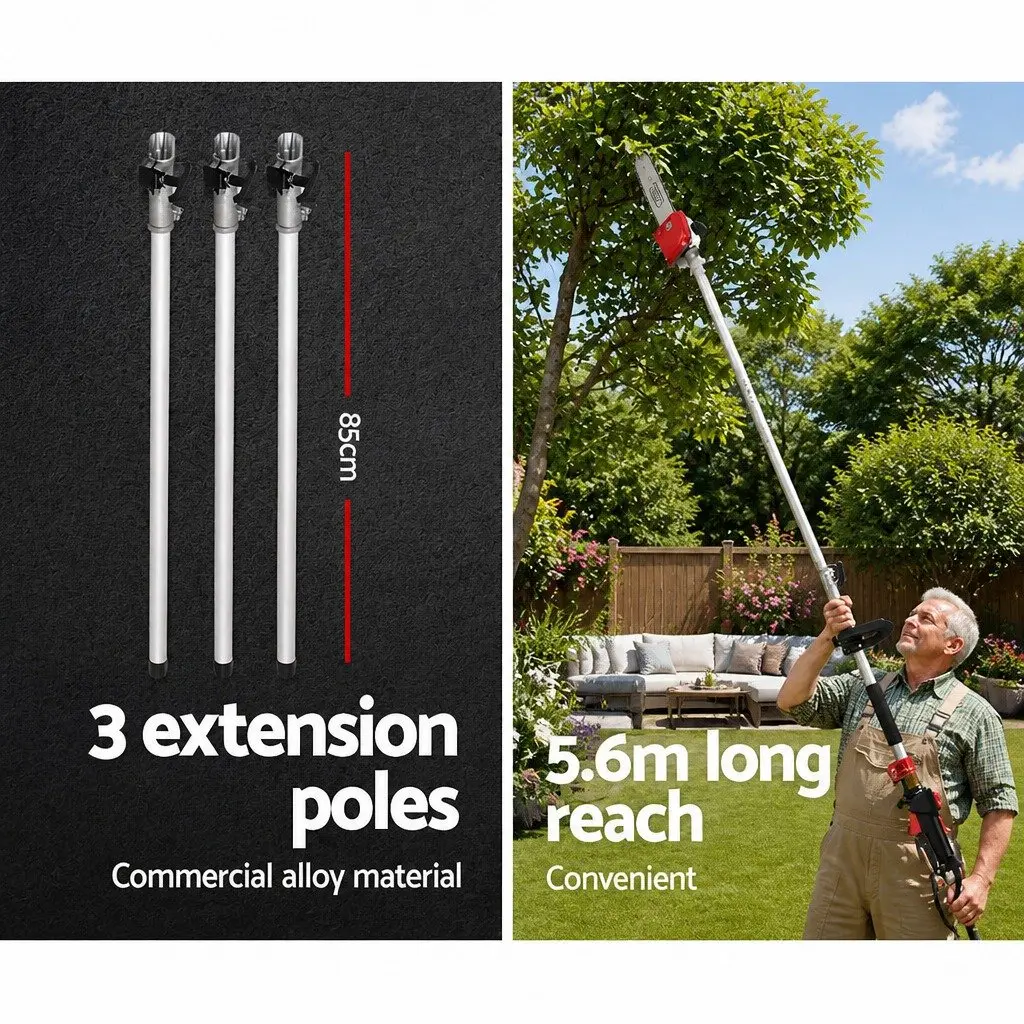 Pole Chainsaw Petrol Pruning Tool 12in Bar 5.6m Reach