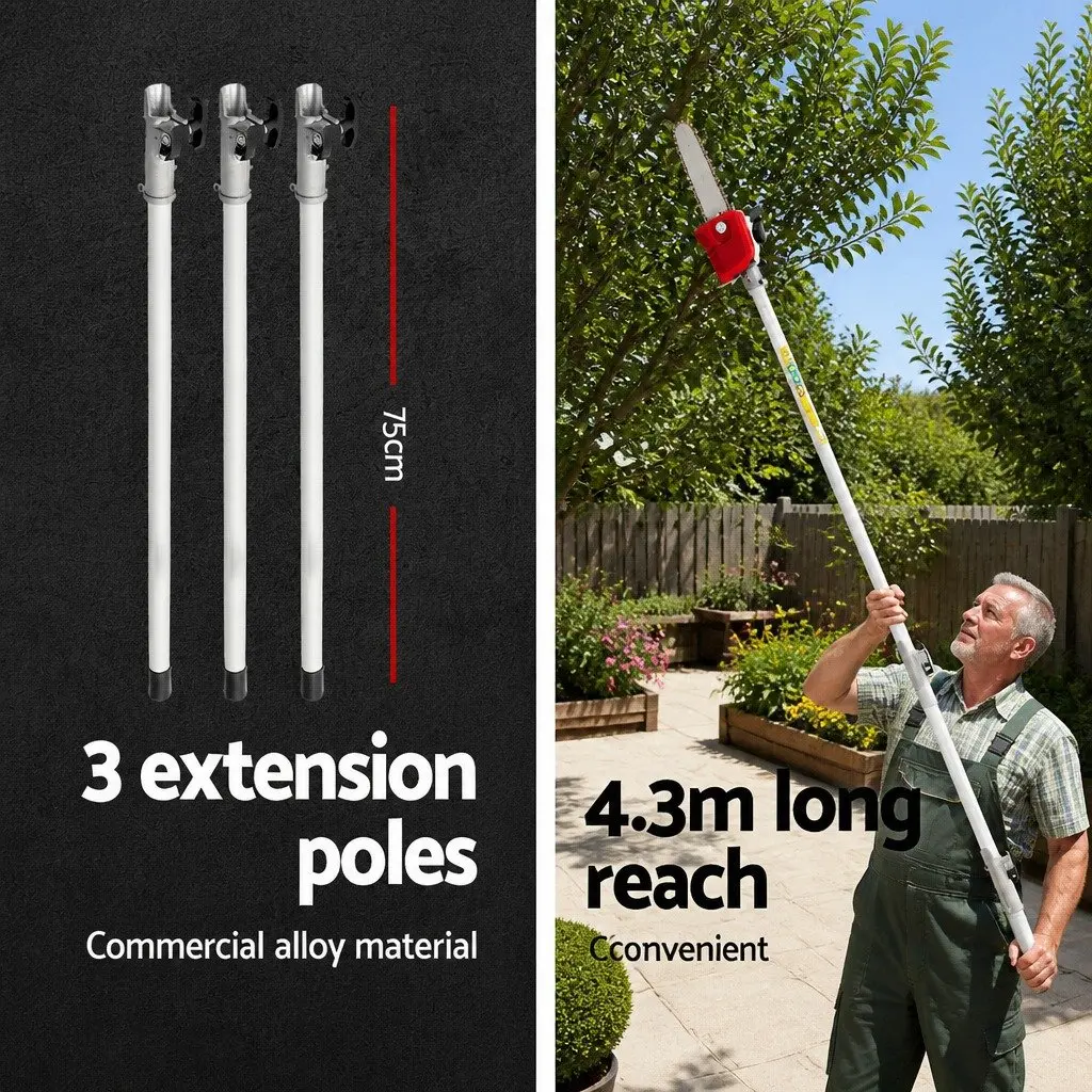 Pole Chainsaw for Tree Pruning 52cc Petrol Long Reach 12 Inch Bar