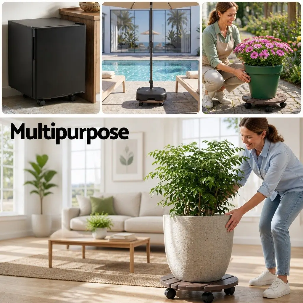 Plant Caddy Rolling Cart Indoor Outdoor Size 32 x 10 cm