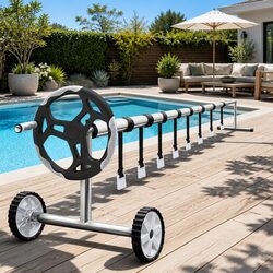 Pool Cover Roller 5.5m Adjustable Telescopic Solar Blanket Reel Swimming