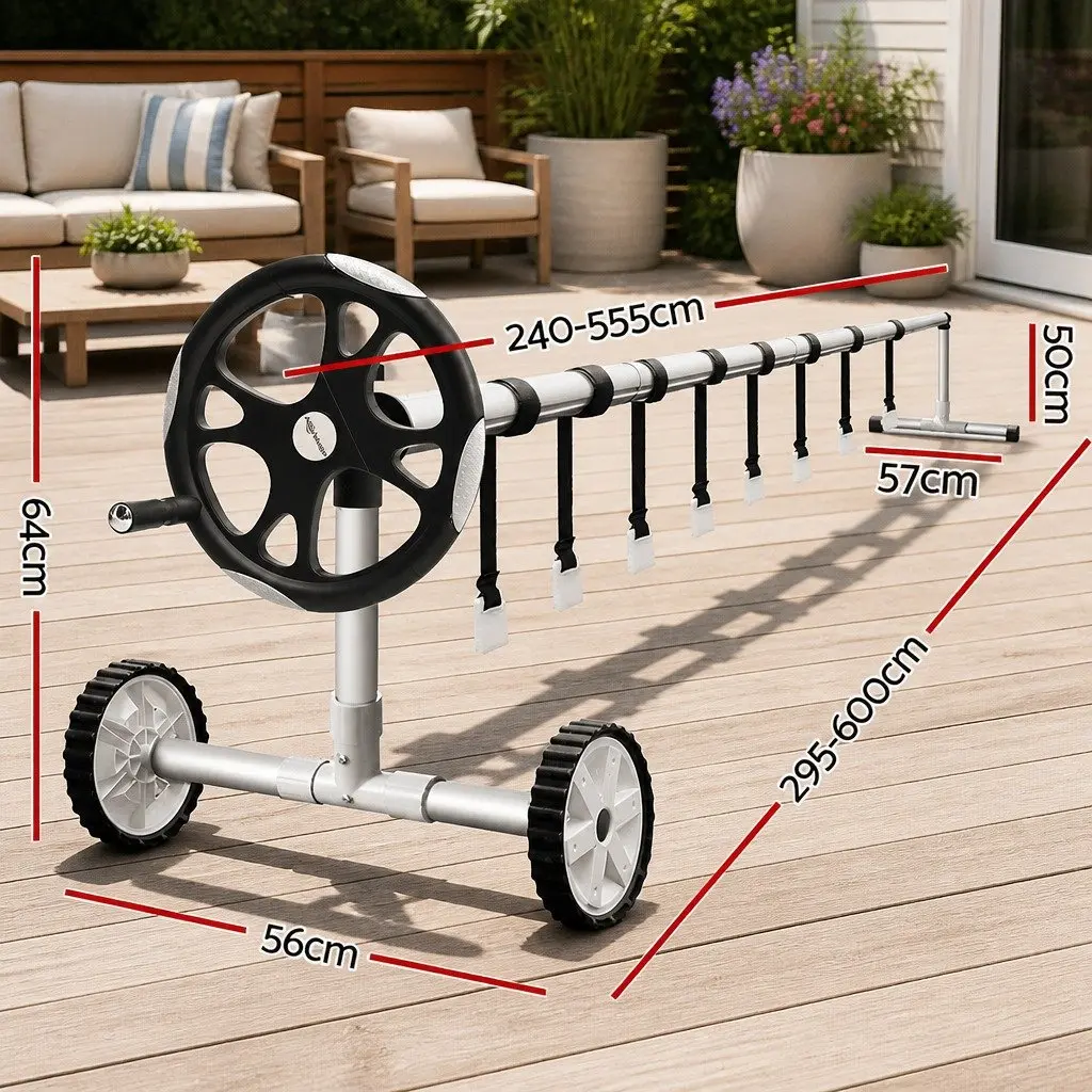 Pool Cover Roller 5.5m Adjustable Telescopic Solar Blanket Reel Swimming