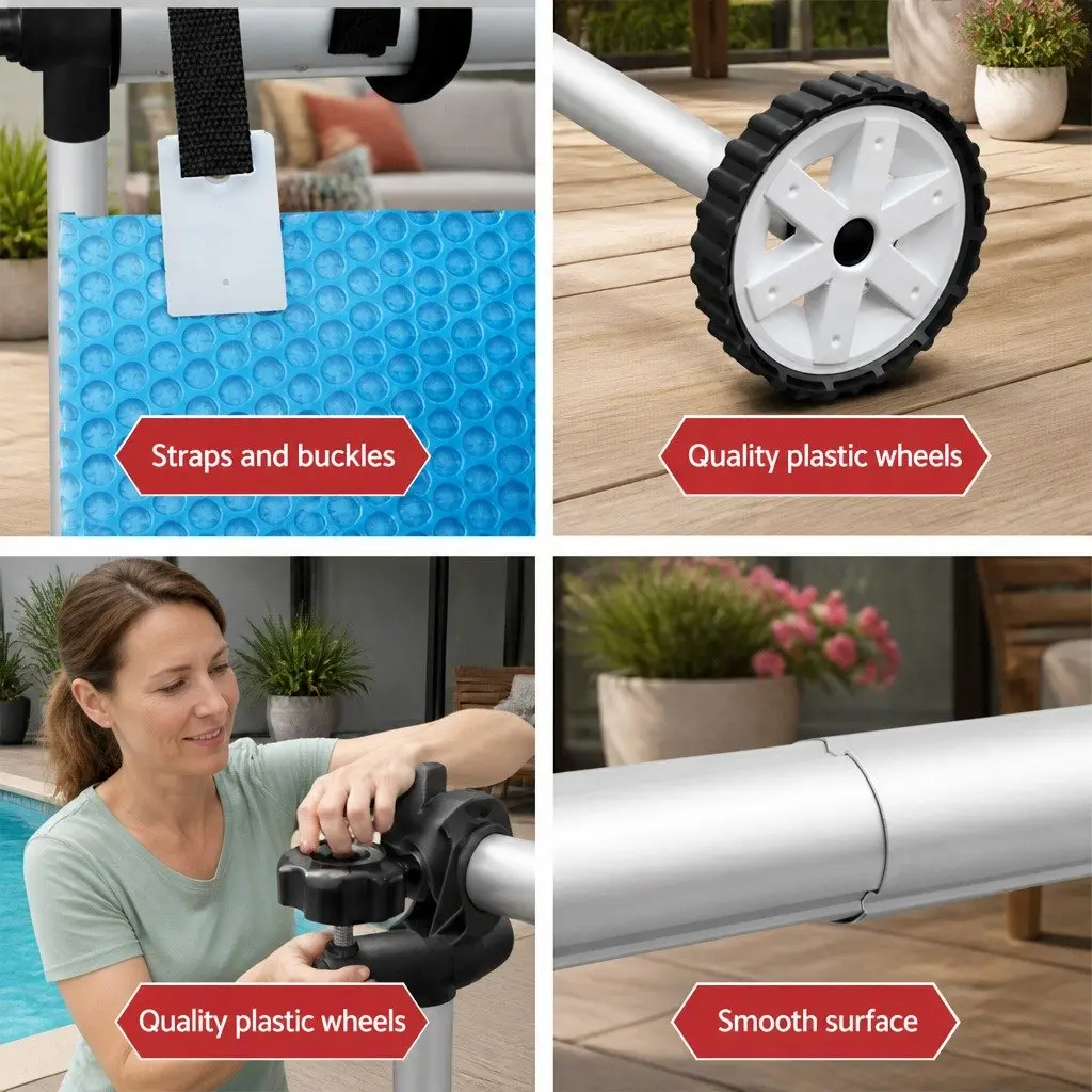 Pool Cover Roller 5.5m Adjustable Telescopic Solar Blanket Reel Swimming