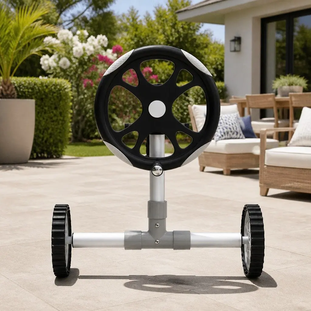 Pool Cover Roller 6.55m Adjustable Telescopic Swimming Pool Blanket Reel Silver