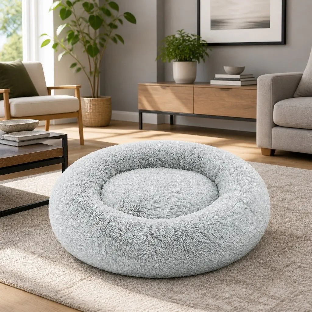 Large Dog Cat Bed 90cm Light Grey