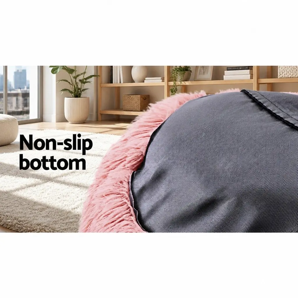 Large Pet Bed Dog Cat 90cm Calming Soft Plush Pink Non-Slip Base Washable Cover