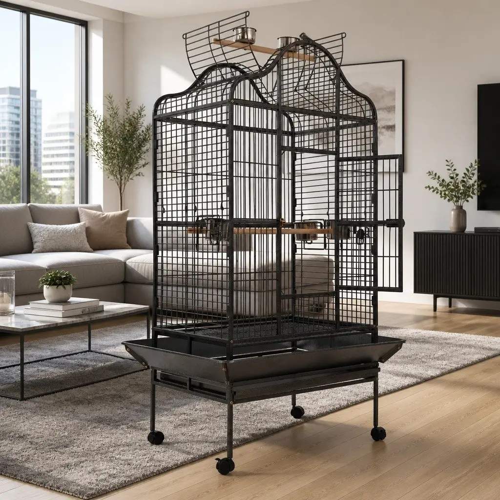 Large Open Top Bird Cage 168cm with Wrought Iron Frame