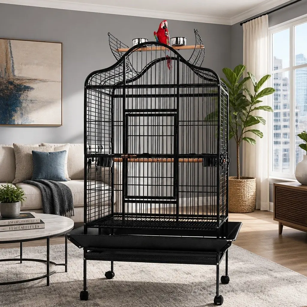 Large Open Top Bird Cage 168cm with Wrought Iron Frame
