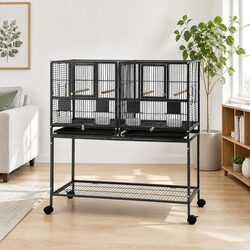 Bird Cage Aviary 106cm Dimensions: Steel, Storage and Wheels