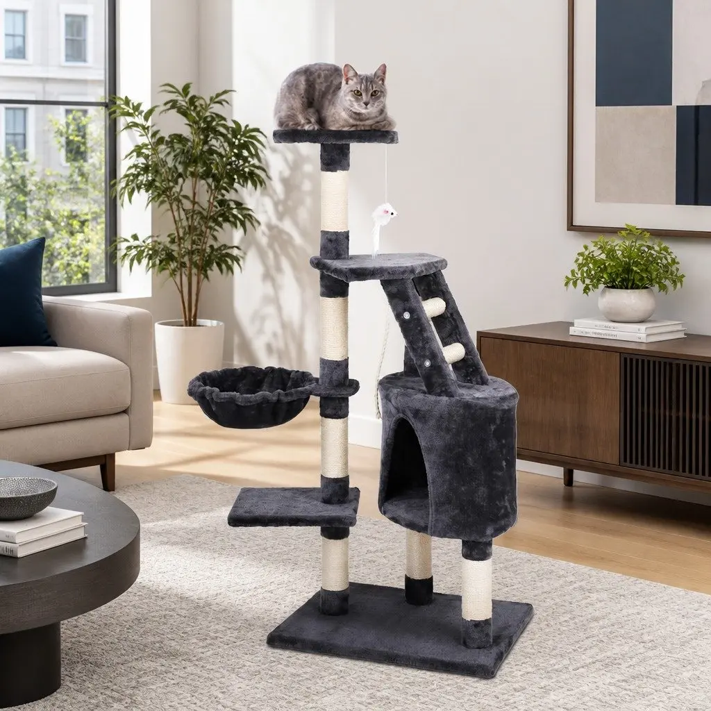 120cm Cat Tree with Scratching Post and Toys