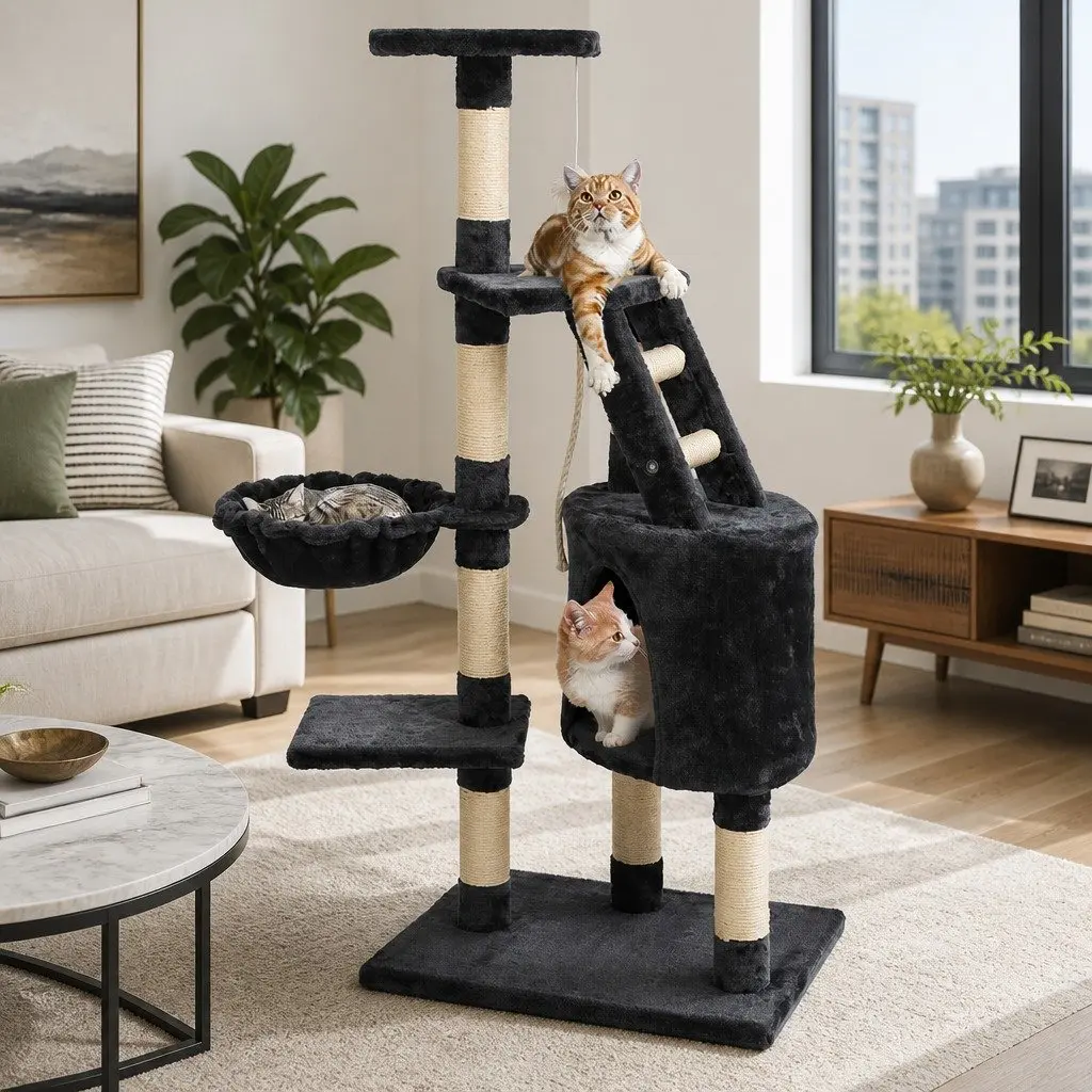 Cat Tree for Cats 120cm Multi-Level Scratching Post Tower Condo House Bed Perch Climb