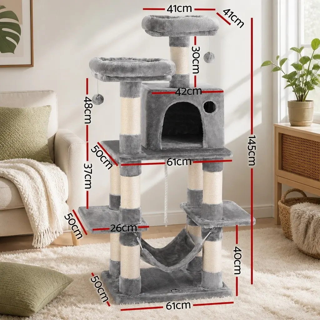 145cm Multi-Level Cat Tree with Scratching Post
