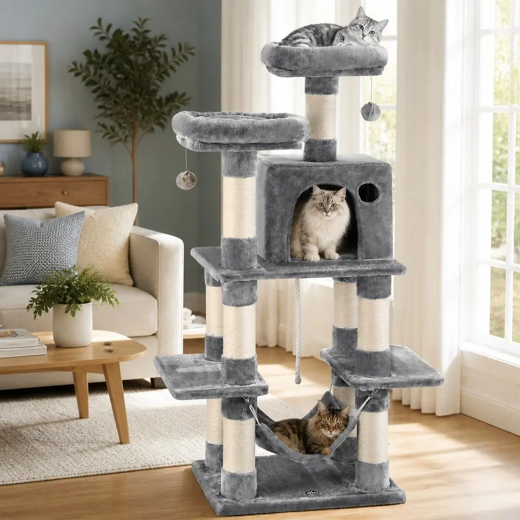 145cm Multi-Level Cat Tree with Scratching Post
