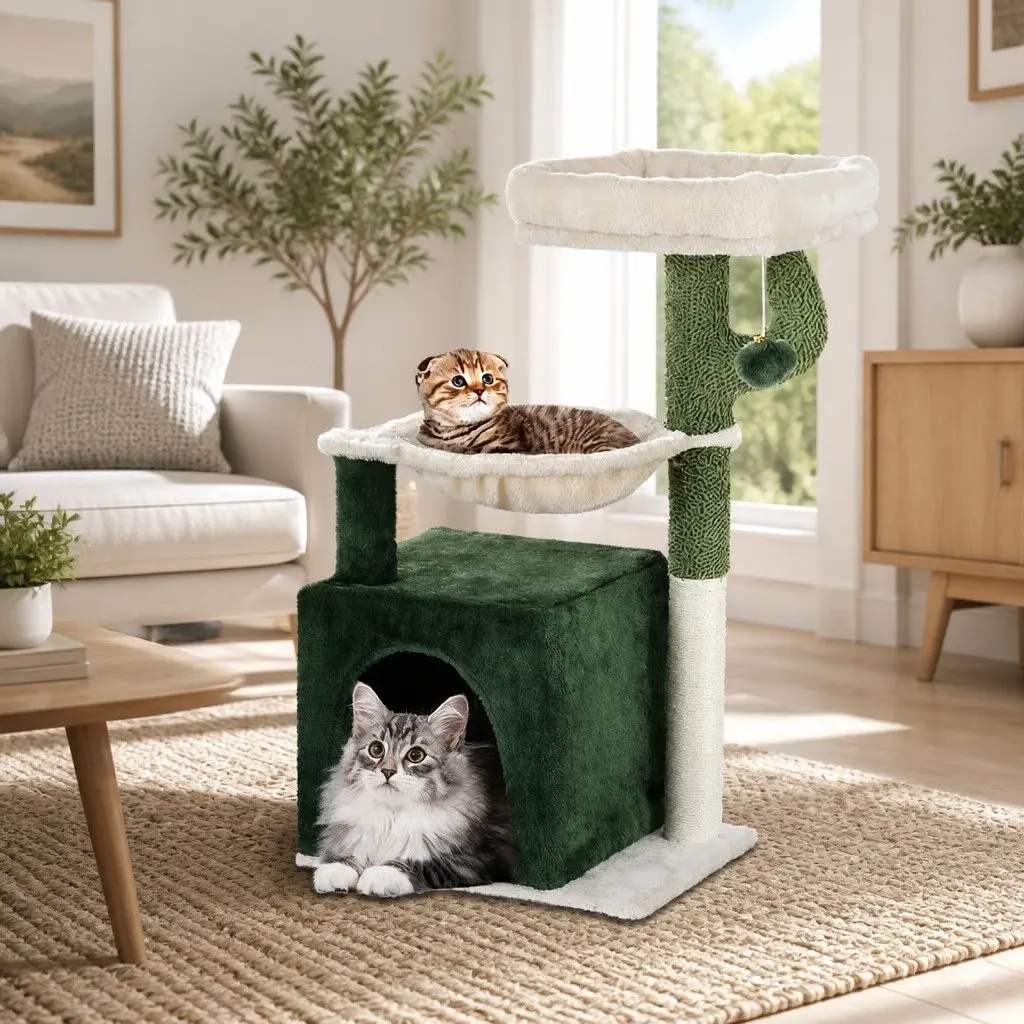 78cm Green Cat Scratching Post with Sisal and Velvet