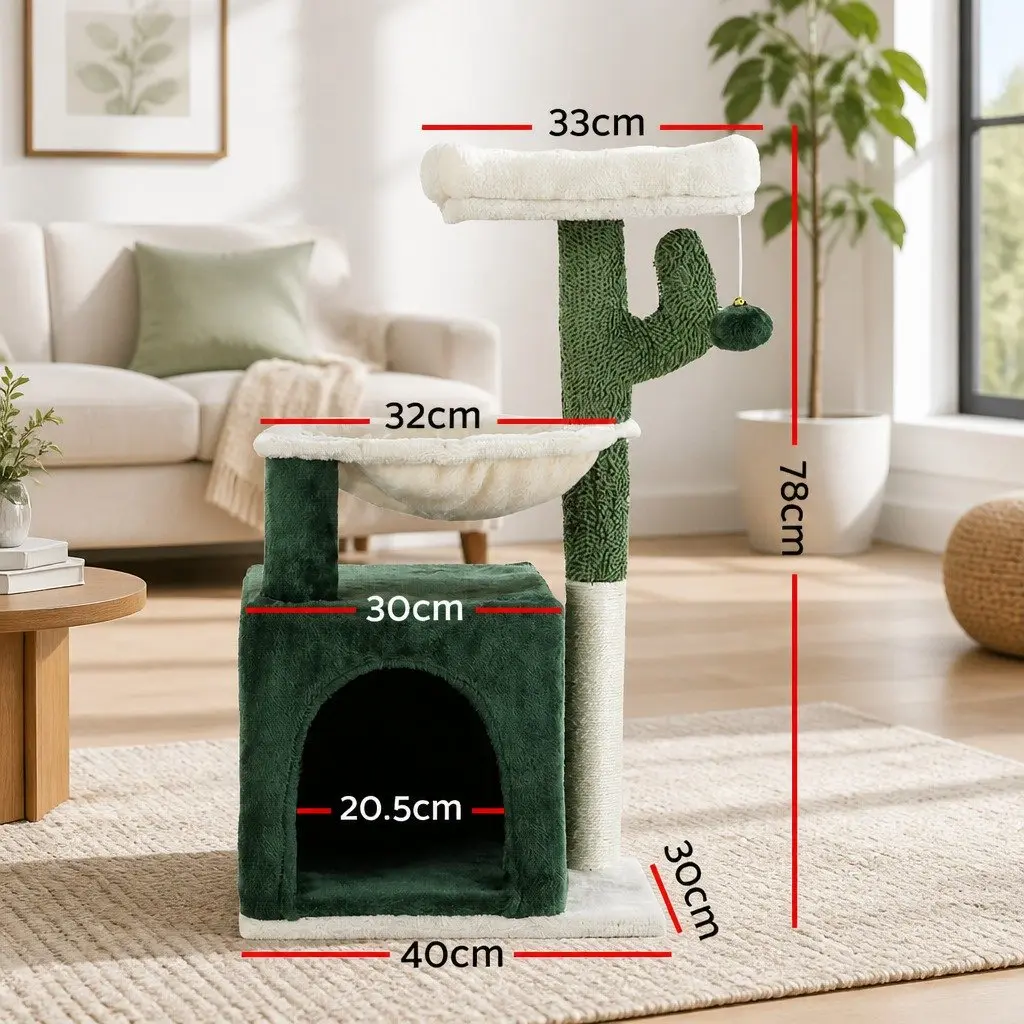 Cat Scratching Post Tower for Cats 78cm Green Multi-Level Condo House Bed Toys