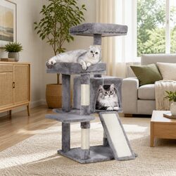 Multi-Level Cat Tree Specifications: 103cm Height, Grey