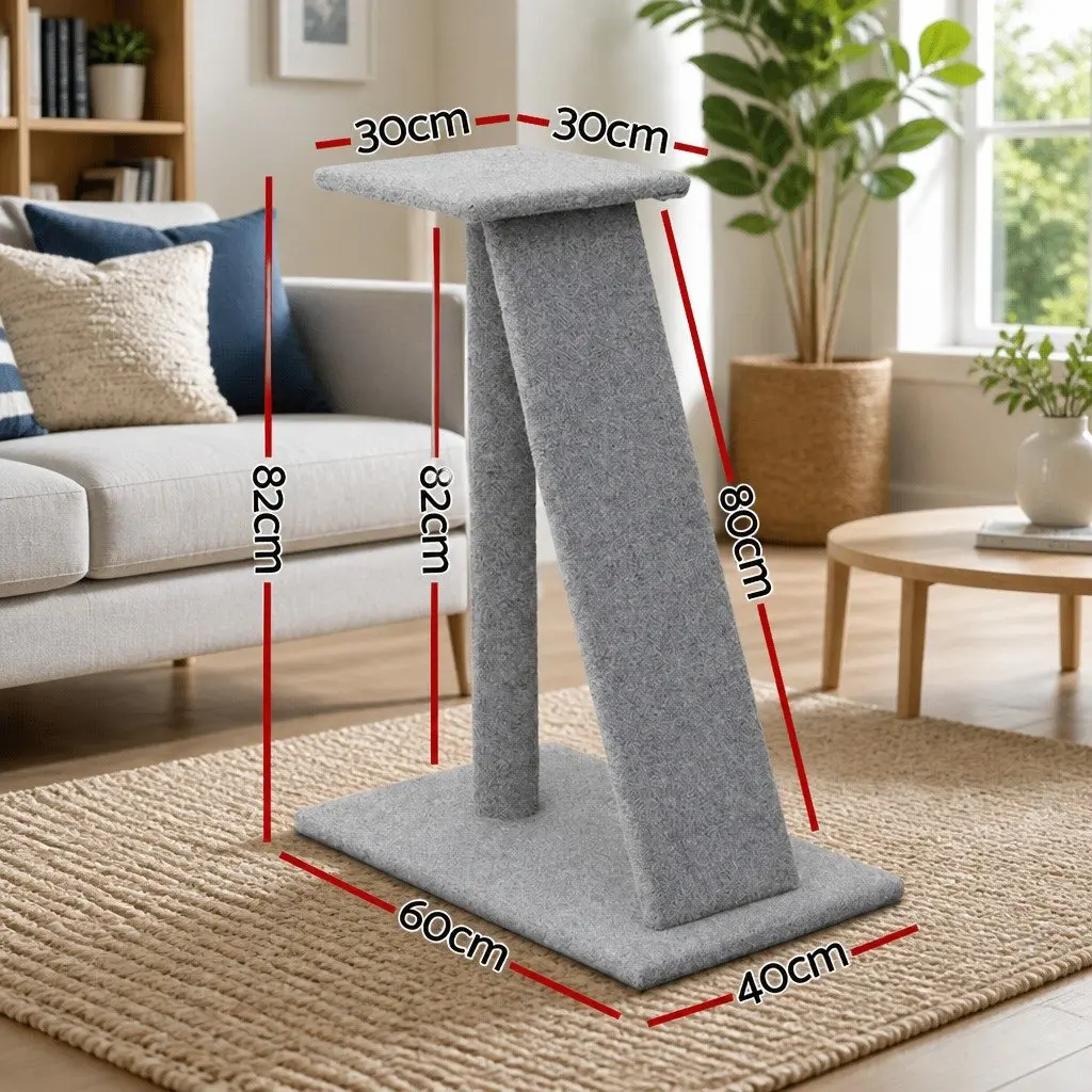Cat Scratching Post Tower 82cm Grey Condo Tree Climbing House Ramp Perch