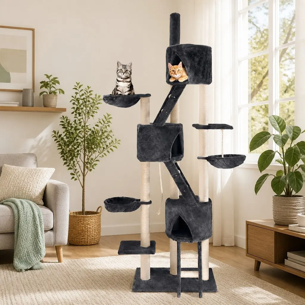 244cm Multi-Level Cat Tree in Grey