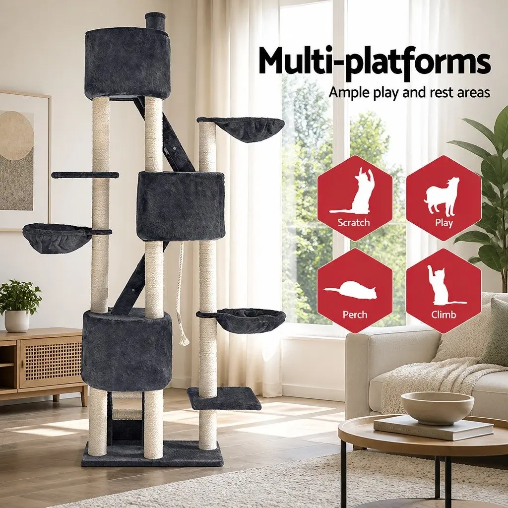 244cm Multi-Level Cat Tree in Grey