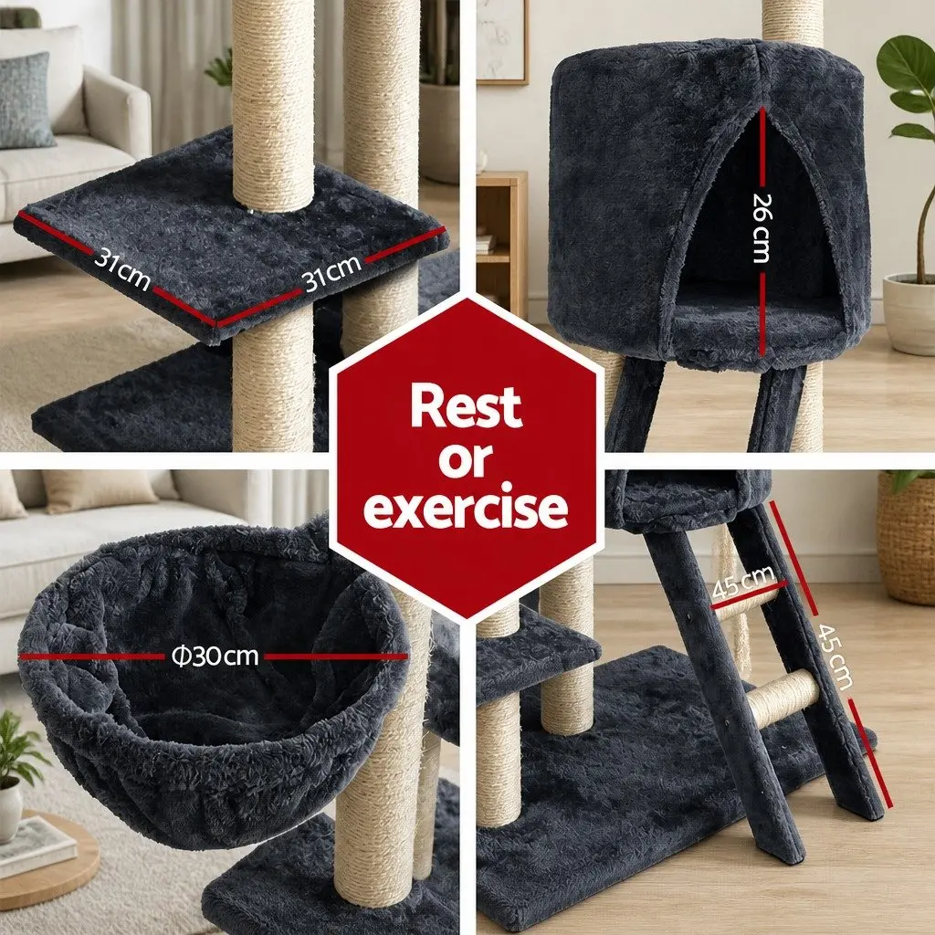 244cm Multi-Level Cat Tree in Grey