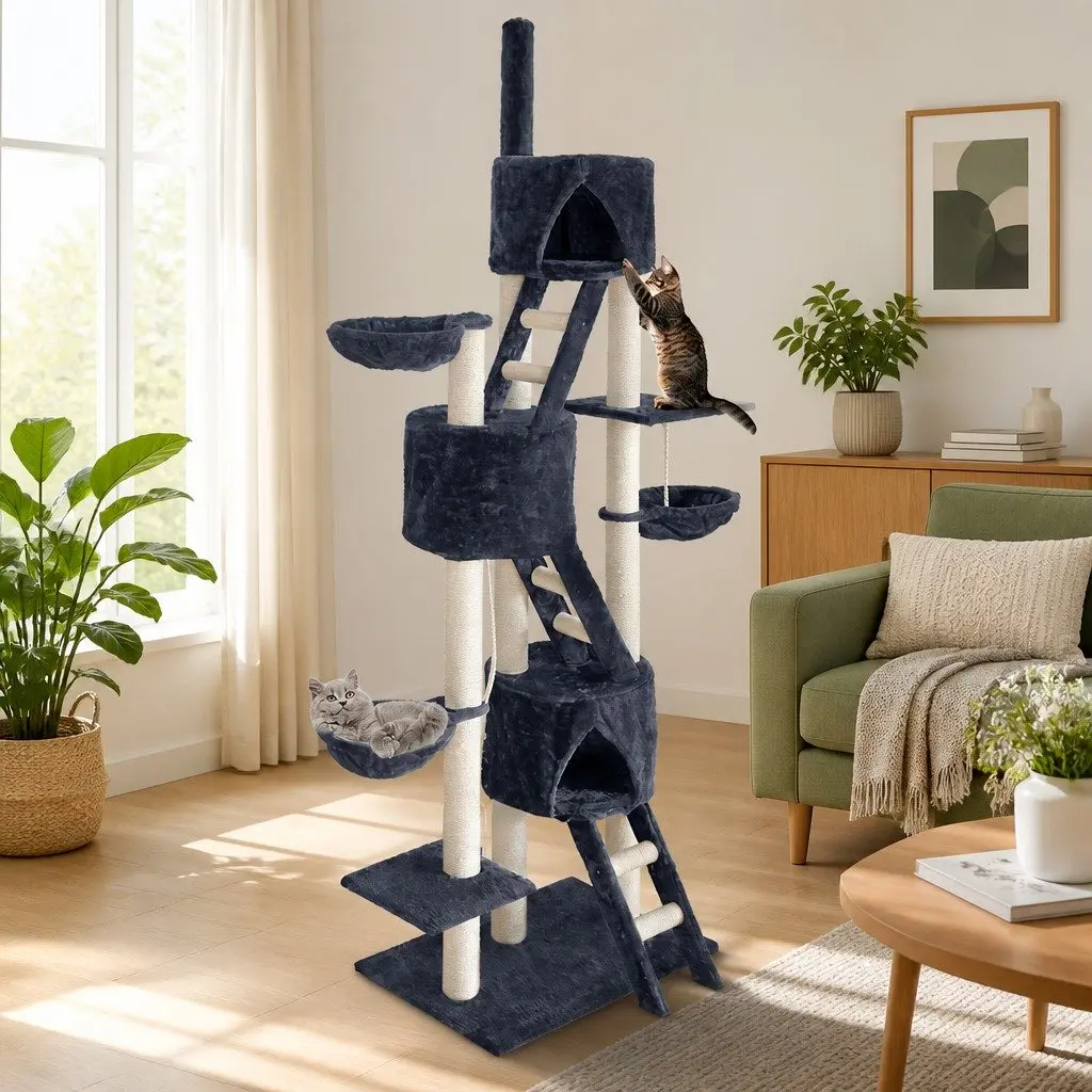 244cm Multi-Level Cat Tree in Grey