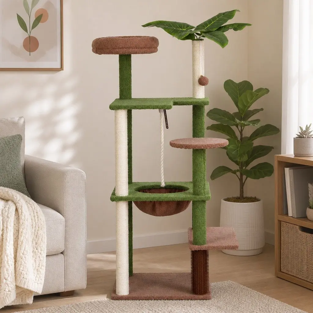 Cat Tree Tower Indoor 152cm Multi-Level Scratching Post with Jungle Canopy