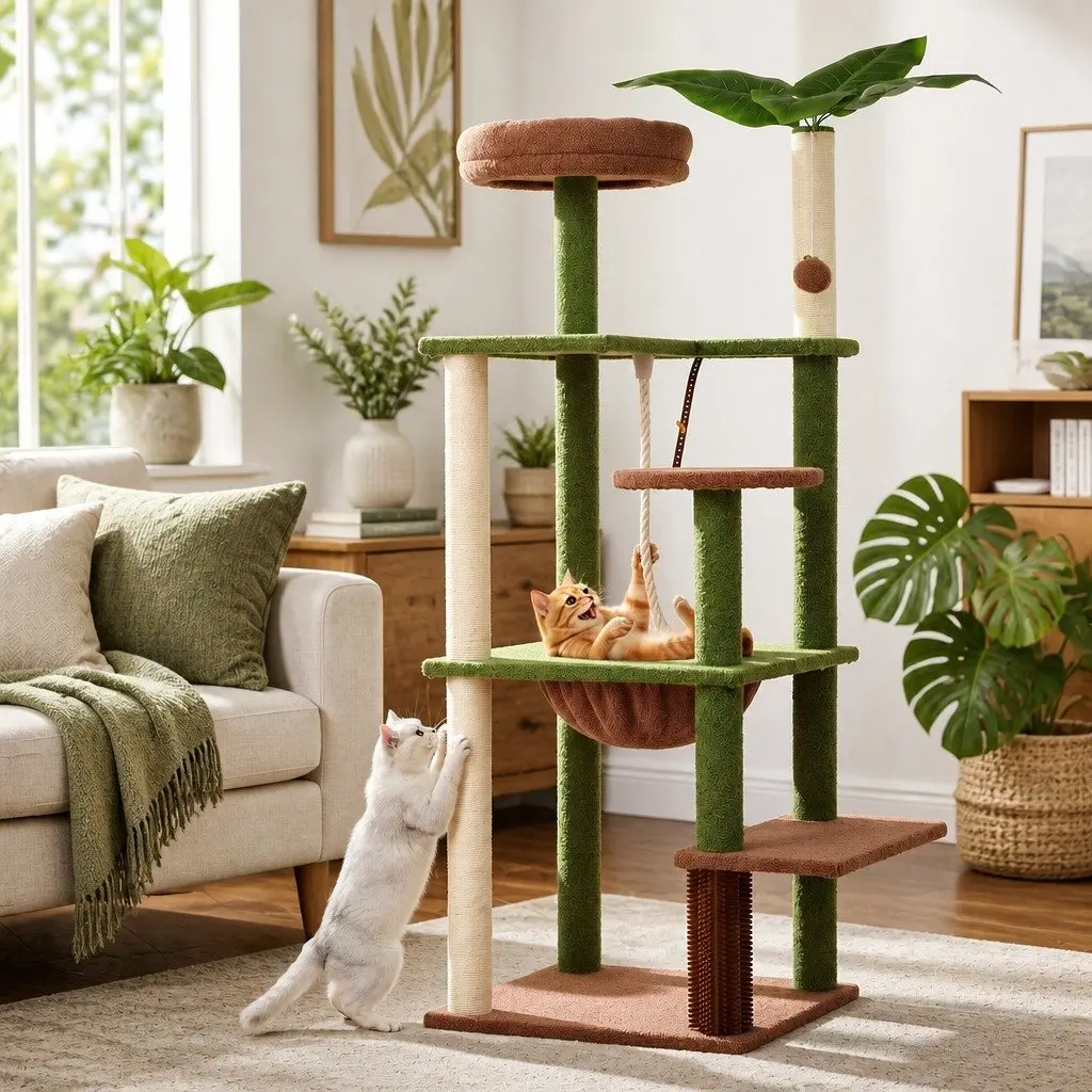 Cat Tree Tower Indoor 152cm Multi-Level Scratching Post with Jungle Canopy