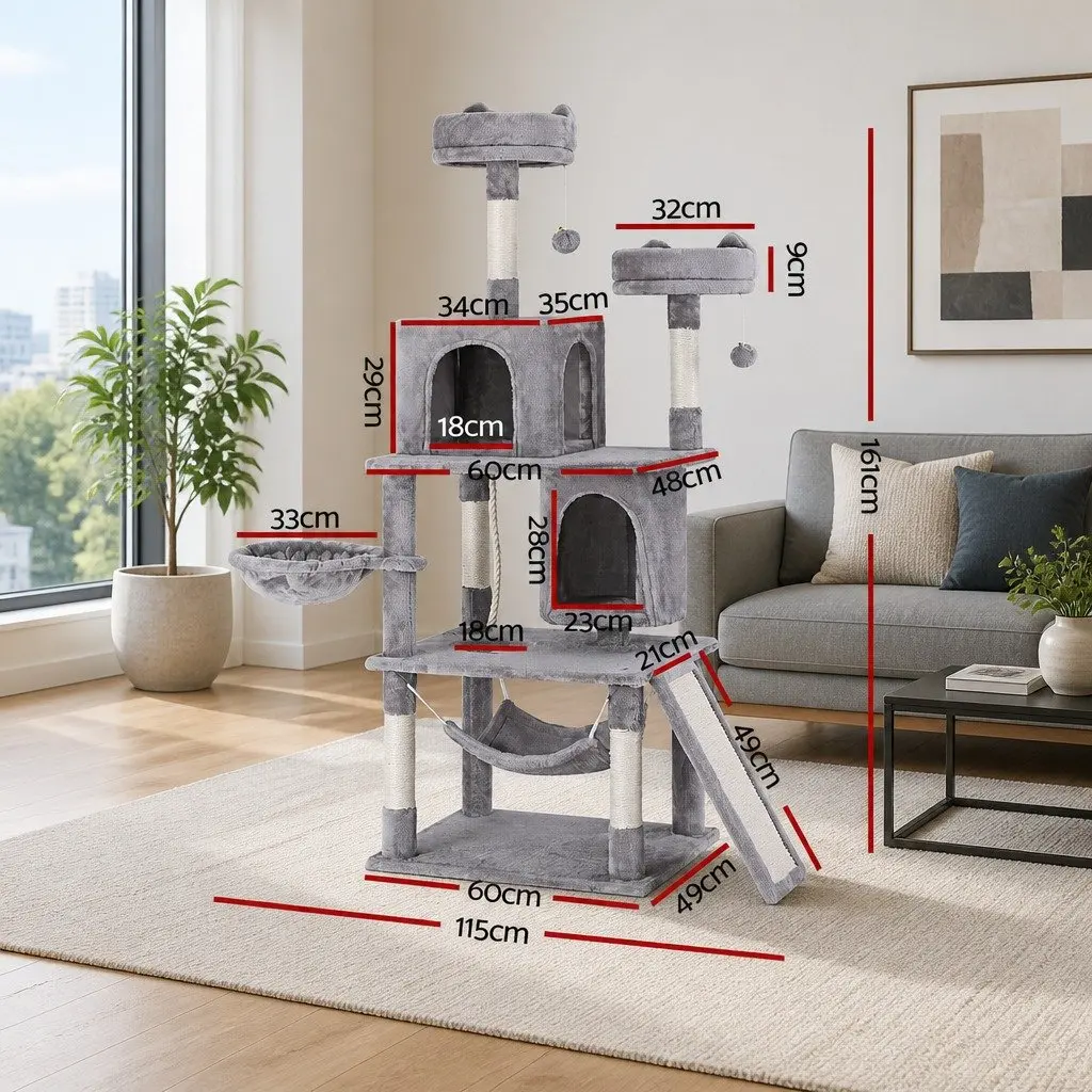 Cat Tree Tower 161cm Multi-Level Grey