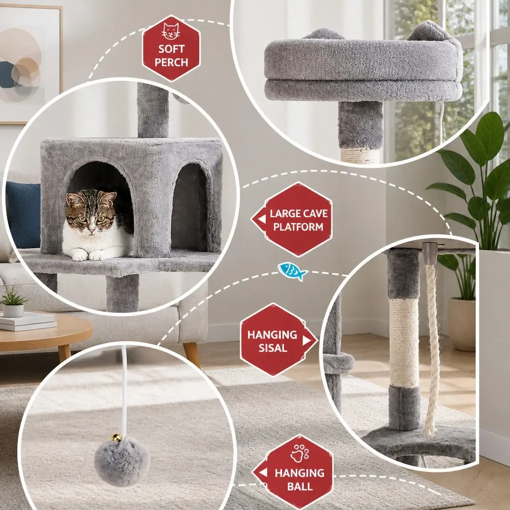 Cat Tree Tower 161cm Multi-Level Grey
