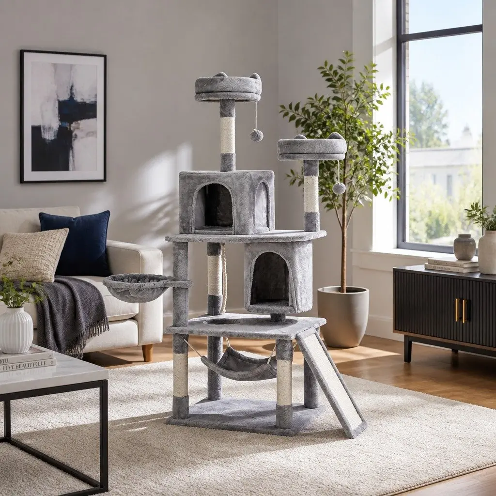 Cat Tree Tower 161cm Multi-Level Grey