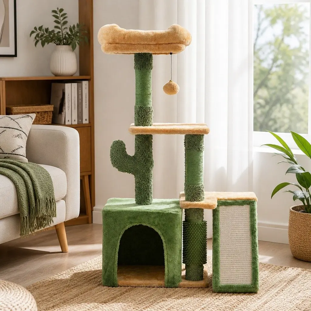 Green Cat Tree Tower 101cm Height