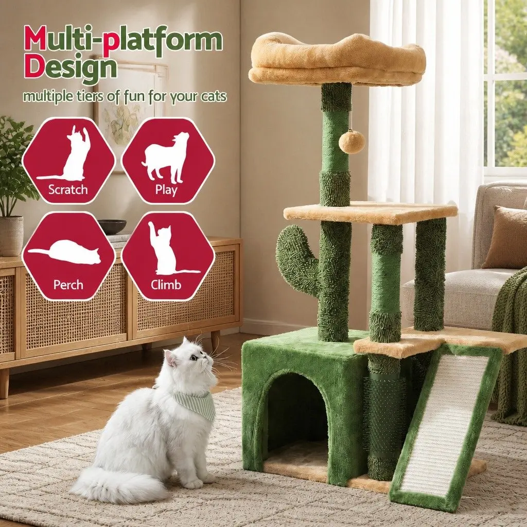 Green Cat Tree Tower 101cm Height