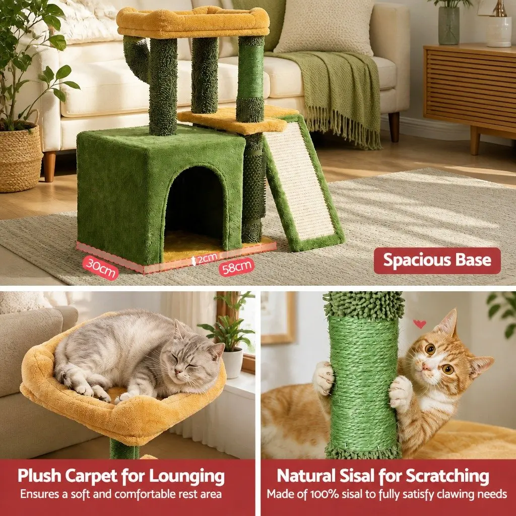 Green Cat Tree Tower 101cm Height