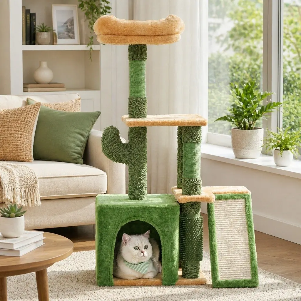 Green Cat Tree Tower 101cm Height