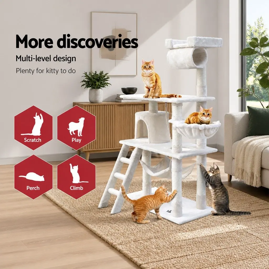 Cat Tree 141cm Medium Scratching Post Tower Condo with Sisal Poles Plush Bed