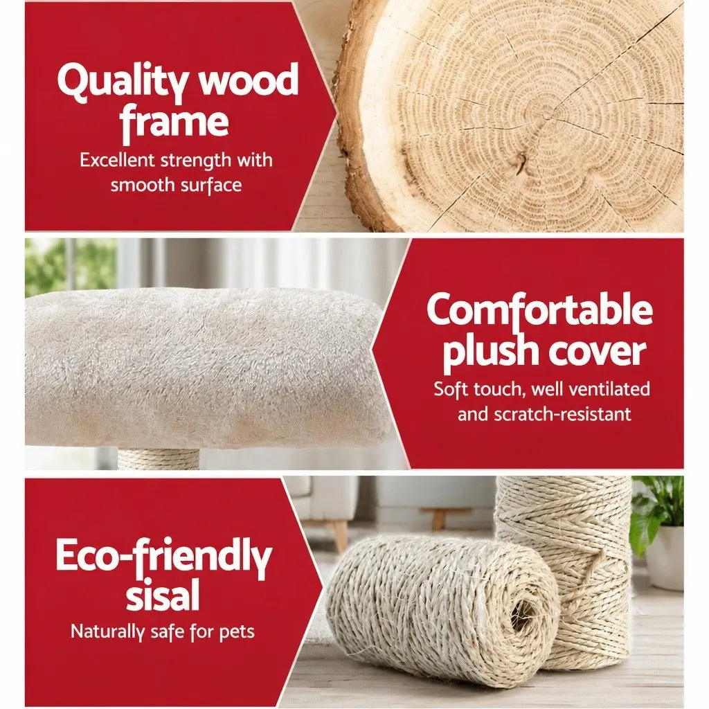 Cat Tree 141cm Medium Scratching Post Tower Condo with Sisal Poles Plush Bed