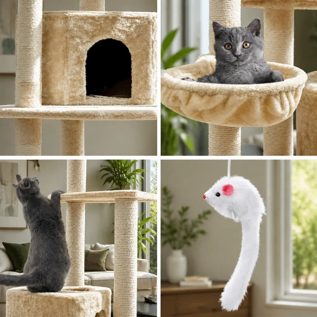 Cat Tree 203cm with Hammock and Cubes