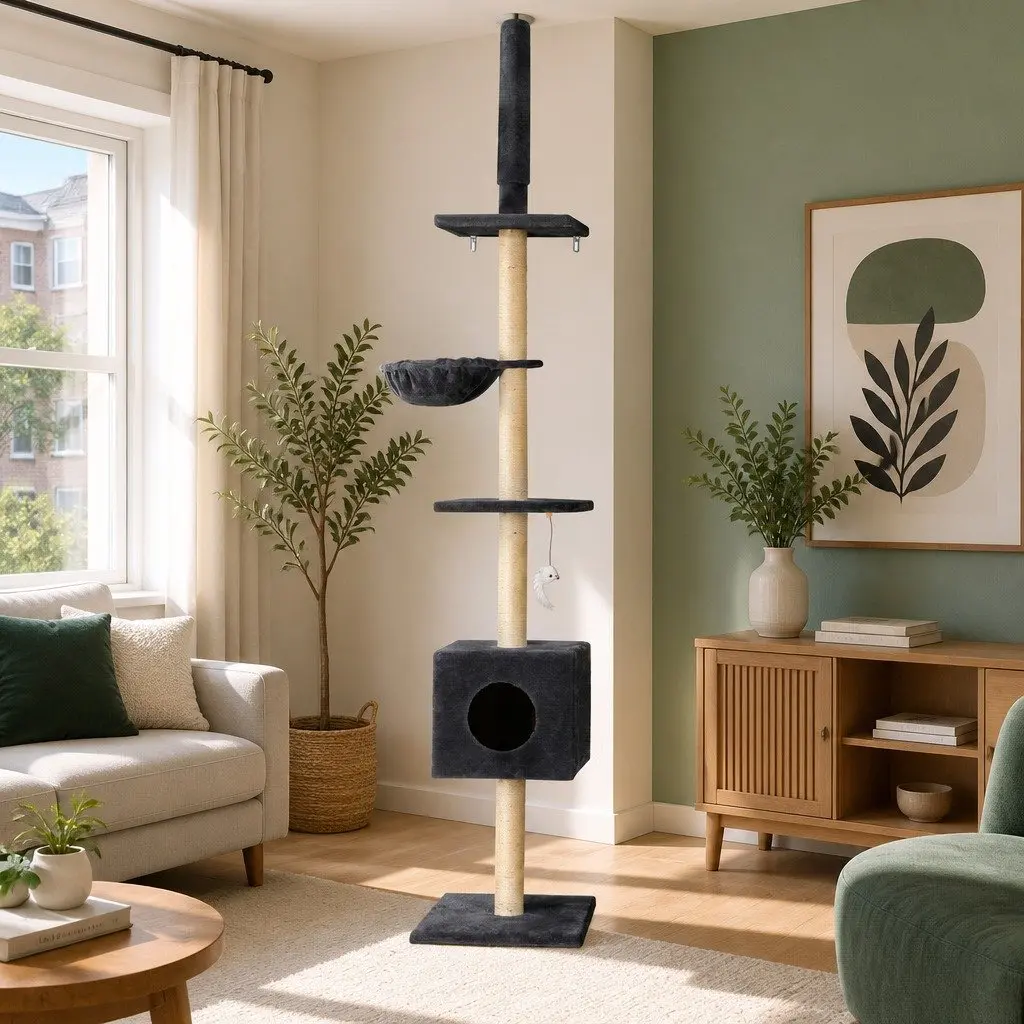 Cat Tree 260cm Adjustable Height with 4 Platforms